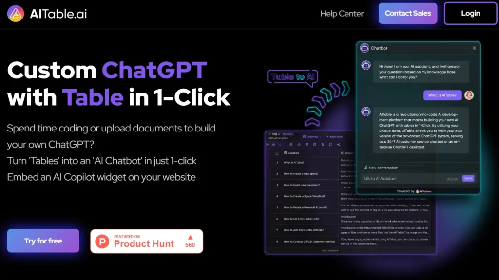 AITable – Custom GPT Chatbot Builder